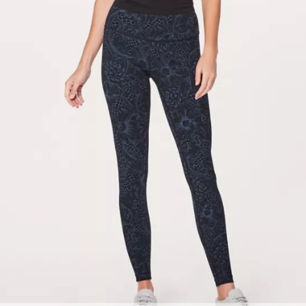 lululemon athletica Navy Floral Print Leggings